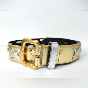 Gold and Silver Faux Leather Women’s Belt